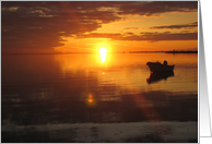 Boating at sunset card