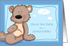 Save the Date for A Baby Shower, Baby Boy Teddy Bear Card