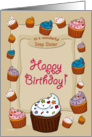 Happy Birthday Cupcakes - for Step Sister card