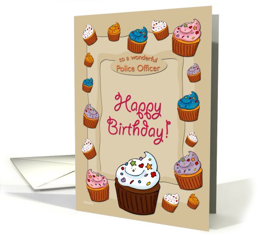 Happy Birthday Cupcakes - for Police Officer card (713440)