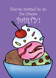Kids Birthday Party Invitation - Ice Cream Sundae