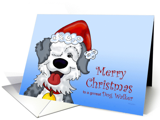 Sheepdog's Christmas - for Dog Walker card (917965)