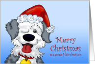 Sheepdog’s Christmas - for Hairdresser card