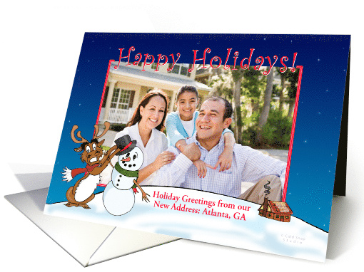 Happy Holidays from our New Address Photo Card, Reindeer... (960177)