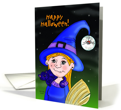 Witch Cat - Happy Halloween card (982383)