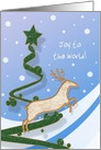 Joy to the World - Reindeer + Holiday Tree card