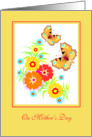 Mother’s Day - Butterflies dance over the flowers illustration card