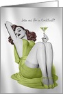 Sexy Pin Up Girl with Martini - Customizable card