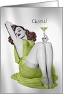 Customizable Sexy Pin Up Girl with a Martini - Blank card
