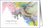 Happy Holidays Christmas Trees & Deer - Pastels card