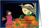 Halloween - Daughter - Young Witch Chats with the Moon card