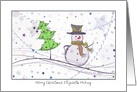 Christmas Season Greetings - Employees - Snowman Sketch card