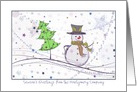 Christmas - Business Greetings - Snowman Pencil Sketch card