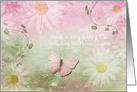 Birthday 15th - Feminine Daises + Butterfly card