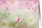 Birthday 18th - Feminine Daises + Butterfly card