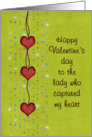 Valentine’s Day - Girlfriend - Red Glitter Hearts and Diamonds (faux) card