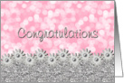 Congratulations - Pink Bokeh + Flowers card