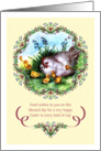 Easter - Hen + Chicks Floral Wreath card