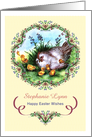 Easter - Babysitter - Hen + Chicks Floral Wreath card