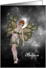 Note Card - Believe - Fairy Redhead in the Night Sky card