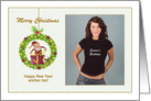 Christmas - Elf in a Wreath card