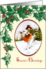 Holly with Berries - Girl in Vintage Style card