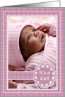 Birth Announcement - Girl - Daisy Shape Photo card