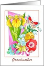 Grandmother - Colorful Flowers + Easter Eggs + Butterfly Illustration card