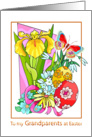 Grandparents - Flowers + Easter Eggs + Butterfly Illustration card