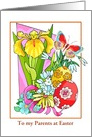 Both Parents - Flowers + Easter Eggs + Butterfly Illustration card