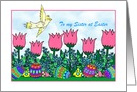 Sister - Easter - Springtime Garden Scene card