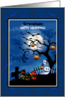 Halloween - Haunted Cemetery Scene - Grandson card