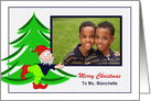 Christmas Season - Teacher - Elf with Photo Frame card