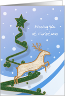 Missing you at Christmas - Reindeer + Holiday Tree card