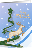 Hair Stylist - Reindeer + Holiday Tree card