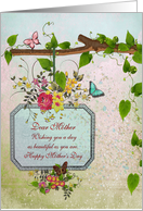 Mother’s Day - Mother - Vintage Style Floral and Butterfly Signage card