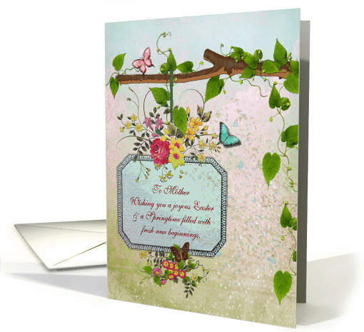 Easter - Mother - Feminine Vintage Style - Butterflies + Flowers card