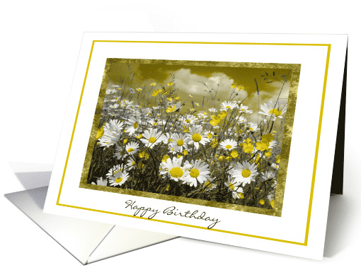 Birthday Daisy's Yellow and White card (590011)
