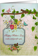 Mother’s Day- Vintage style - Butterflies and Flowers card