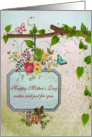 Mother’s Day- Vintage style - Butterflies and Flowers card