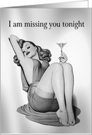 Miss You Sexy Pin Up Girl with Martini card