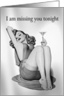 Miss You Sexy Pin Up Girl with Martini card