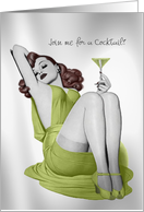 Sexy Pin Up Girl with Martini - Customizable card