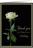 Thank You For Being In Our Wedding Single Cream Rose card