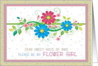 Be My Flower Girl Niece Request Flowers and Swirls card
