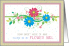 Be My Flower Girl Niece Request Flowers and Swirls card