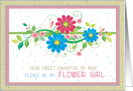 Be My Flower Girl Daughter Request Flowers and Swirls card