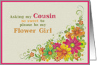 Be My Flower Girl Cousin Request Flowers and Swirls card