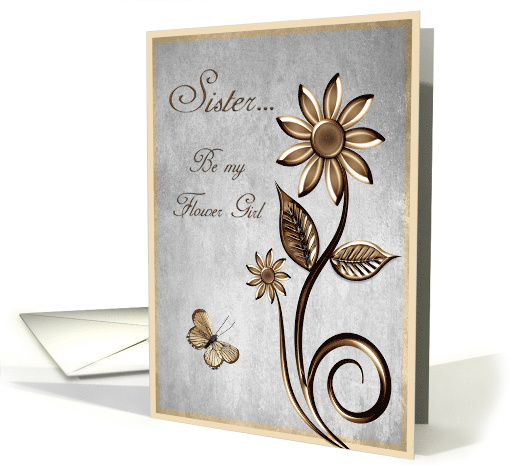 Be My Flower Girl Sister Request Flowers Butterfly card (624815)