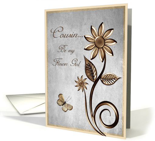 Be My Flower Girl Cousin Request Flowers Butterfly card (624817)